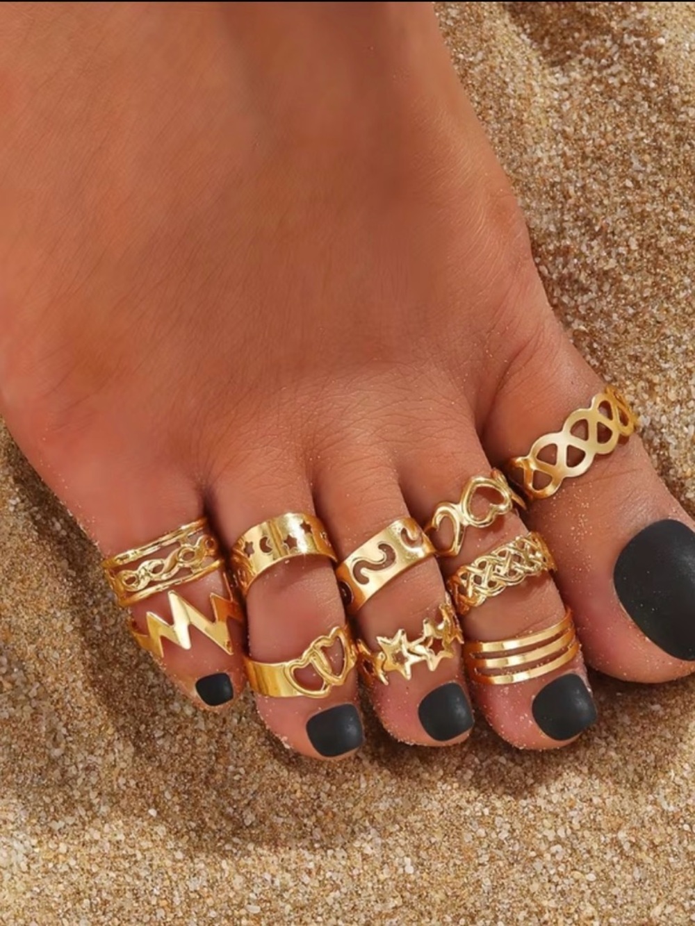 5-PC Toe Ring Set (silver or gold tone) NIP - Picture 2 of 2